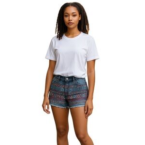 Celebrity Pink Cut-Off Shorts Stone Wash Front Embroidery Sz. 5 Daisy Dukes Boho